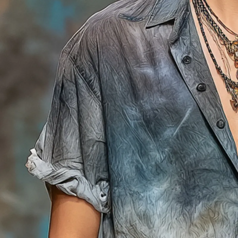 Men's Summer Personalized Gradient Printed Cotton Blended Short Sleeve Shirt MTA0883G5P sold by Manly product image thumbnail 3