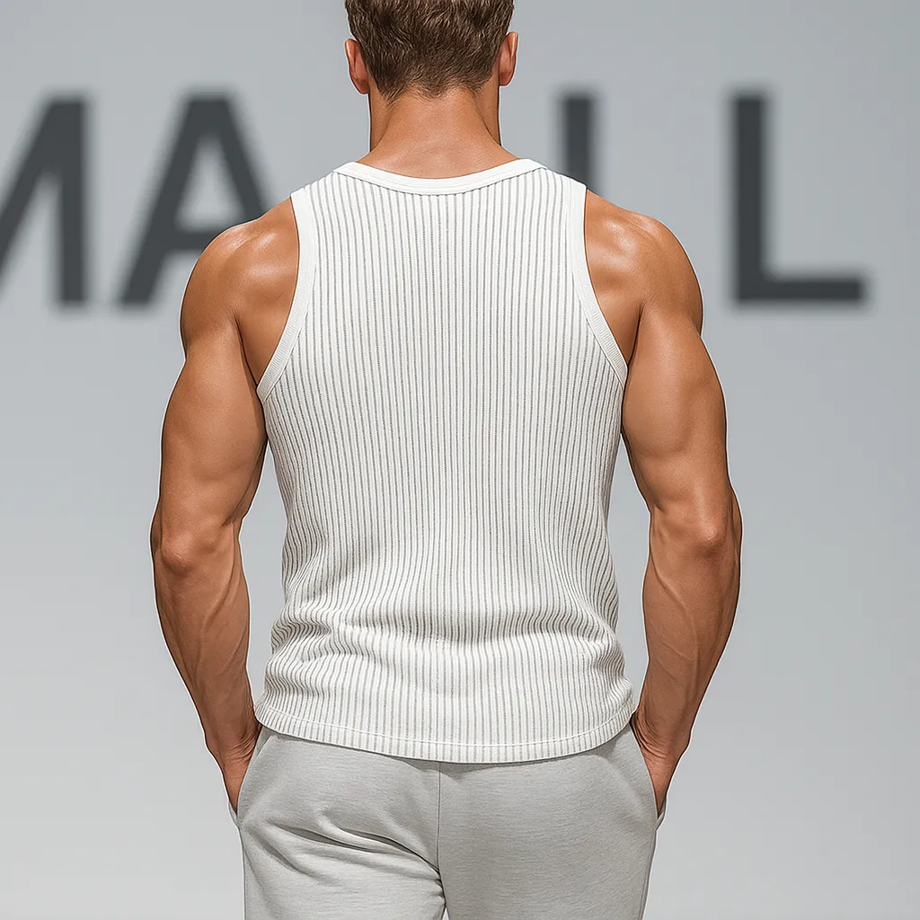 Men's Summer Fashion Vertical Striped Cotton Blend Tank Top MTA0873G2P sold by Manly product image thumbnail 3