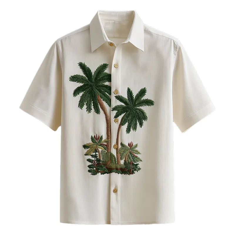 Men's Summer Fashion Embroidery Textured Fabric Short Sleeve Shirt MTA0843G0P sold by Manly
