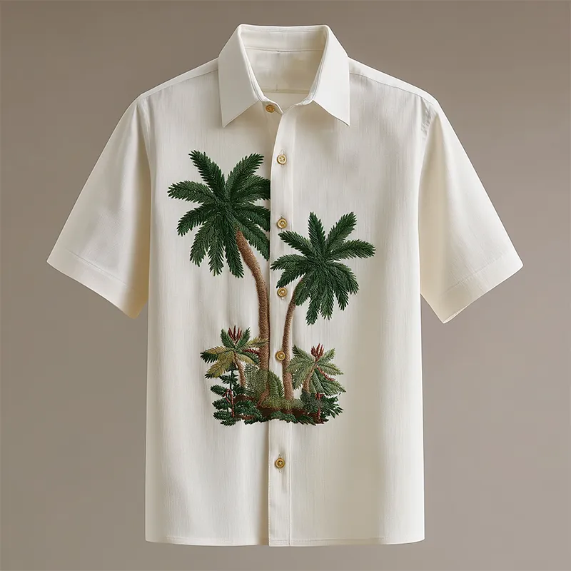 Men's Summer Fashion Embroidery Textured Fabric Short Sleeve Shirt MTA0843G0P sold by Manly product image thumbnail 2