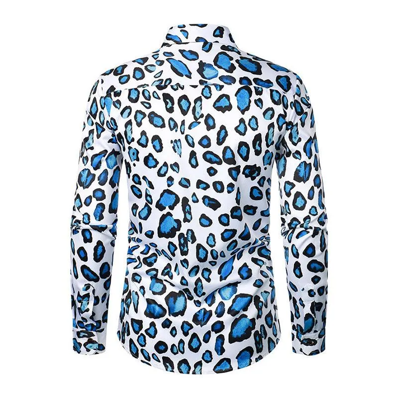Men's Vintage Leopard Print Lapel Long Sleeve Shirt 20567988M sold by Manly product image thumbnail 4
