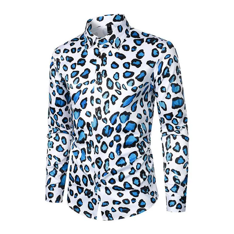 Men's Vintage Leopard Print Lapel Long Sleeve Shirt 20567988M sold by Manly product image thumbnail 3