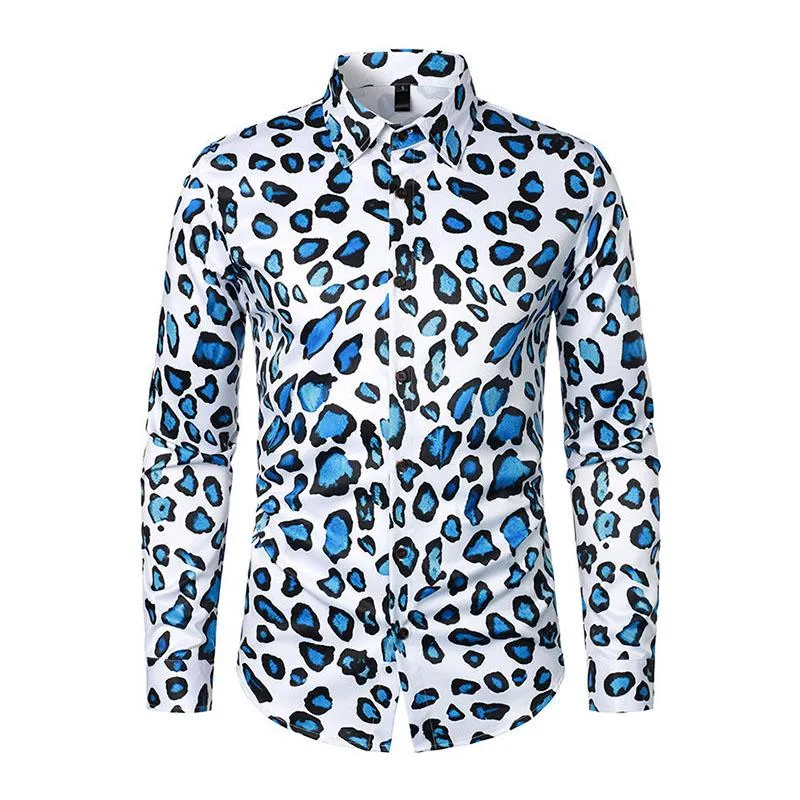 Men's Vintage Leopard Print Lapel Long Sleeve Shirt 20567988M sold by Manly product image thumbnail 2