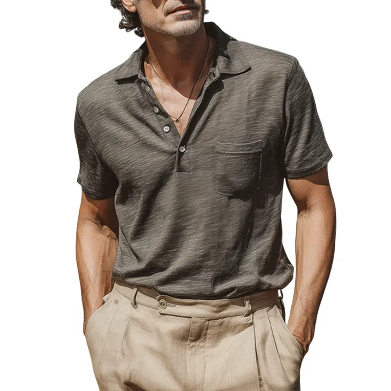 Men's Spring And Summer Fashion Casual Bamboo Cotton Comfortable Breathable Short-sleeved Polo Shirt MTA1129G9K sold by Manly