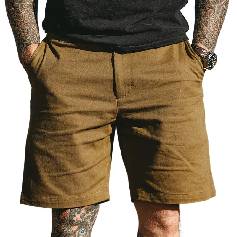 Men's Vintage Casual Solid Cotton Shorts MTA1180G0TO sold by Manly