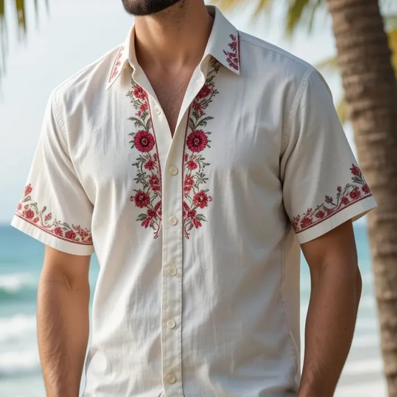 Men's Floral Print Lapel Short Sleeve Casual Shirt MTA1106G0Z sold by Manly product image thumbnail 3