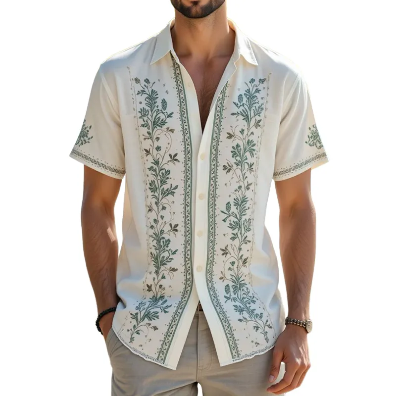 Men's Floral Print Lapel Short Sleeve Casual Shirt MTA1129G7Z sold by Manly