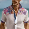 Men's Floral Print Lapel Short Sleeve Casual Shirt MTA1175G4Z sold by Manly