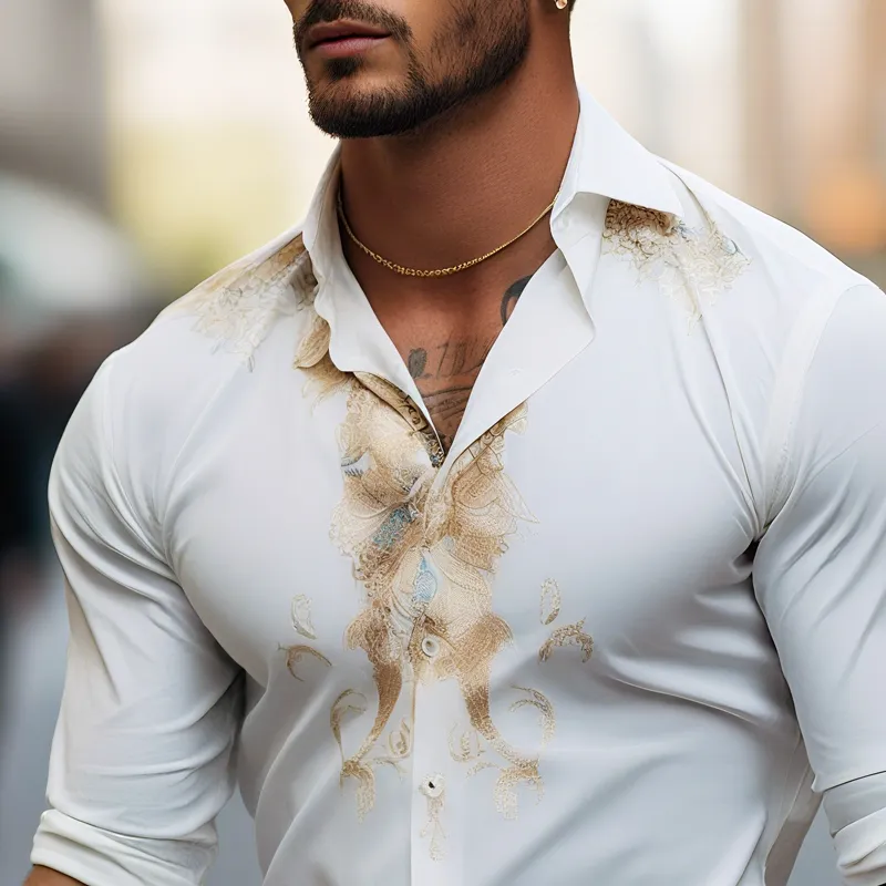 Men's Fashion Printed Lapel Long Sleeve Casual Shirt MTA1135G7Z sold by Manly product image thumbnail 3