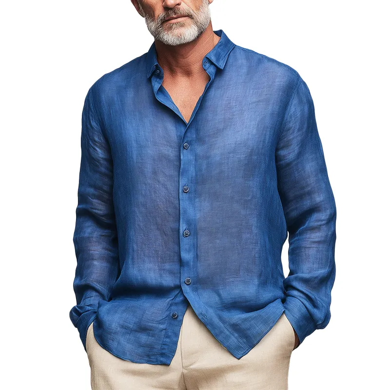 Men's Summer Fashion Slub Linen Long Sleeve Shirt MTA1184G6P sold by Manly