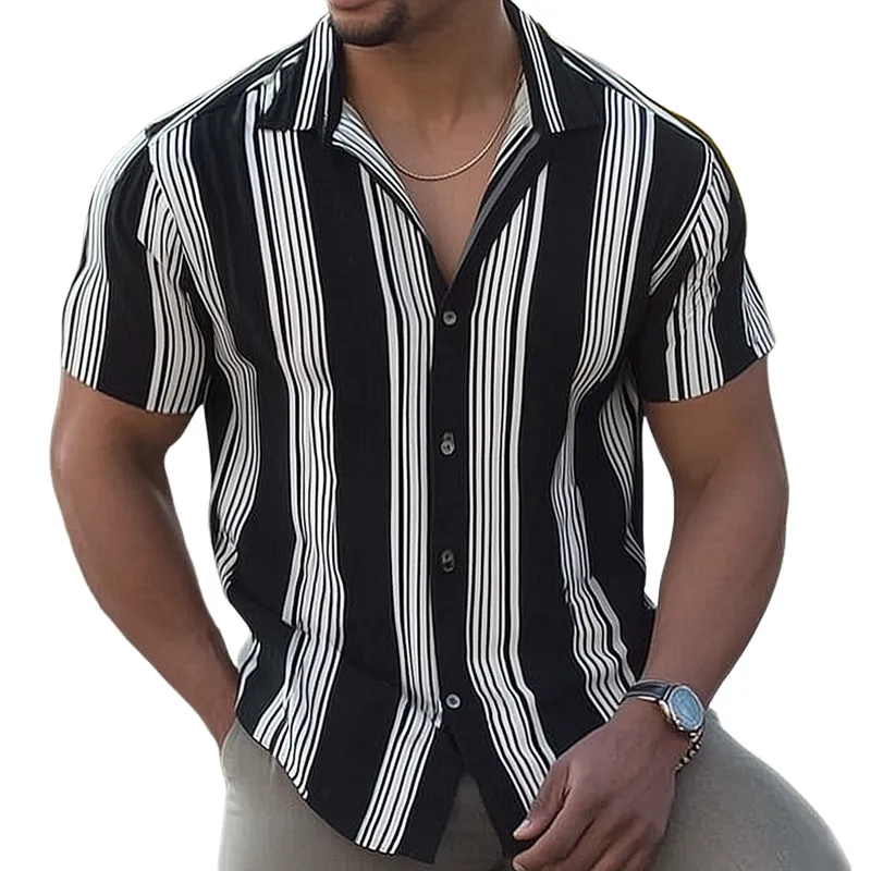 Men's Summer Business Classic Vertical Striped Short-sleeved Shirt MTA1177G6U sold by Manly