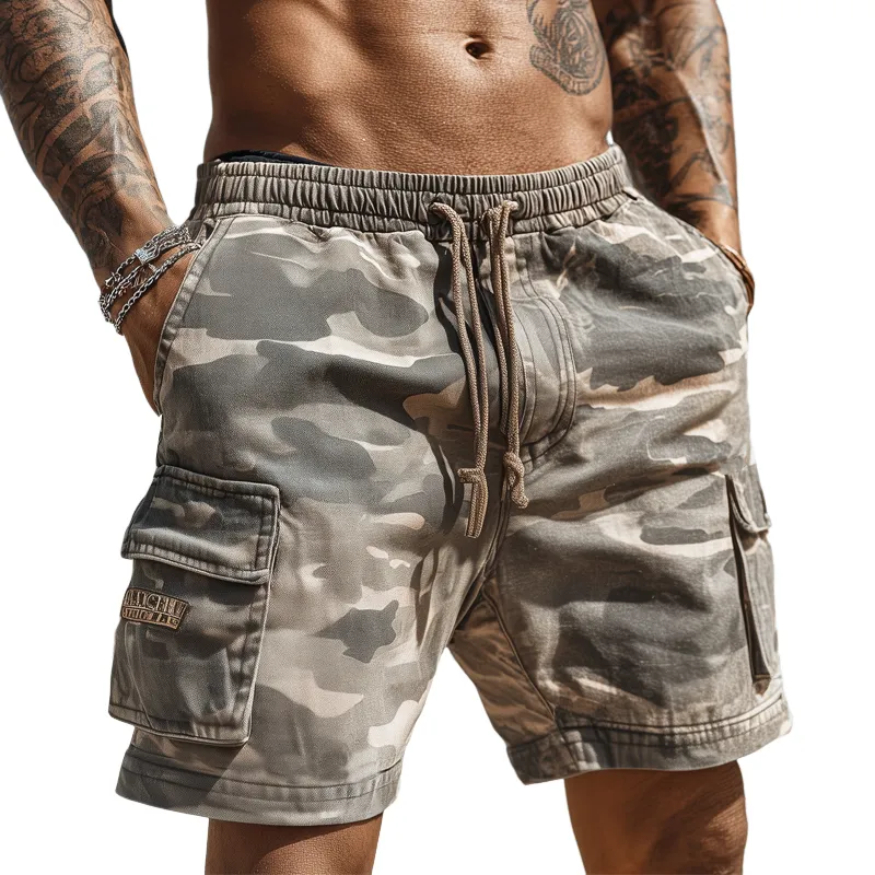 Men's Summer Camouflage Elastic Lace-Up Cargo Shorts MTA1084G6U sold by Manly