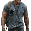 Men's Retro Casual Star Printed Round Neck Short Sleeve T-Shirt MTA1011G5TO sold by Manly