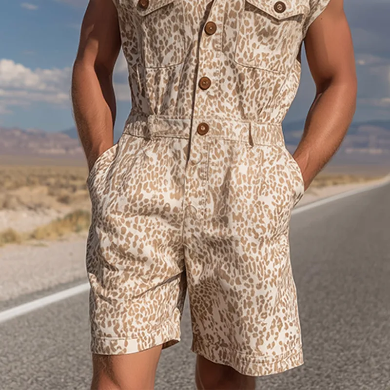 Men's Spring And Summer Fashion Casual Cotton Blended Printed Multi-Pocket Shirt-Style Jumpsuit MTA1046G3K sold by Manly product image thumbnail 5