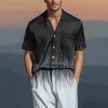 Men's Spring And Summer Fashion Casual Black And White Gradient Printed Satin Short Sleeve Shirt Pants Set MTA1077G0K sold by Manly