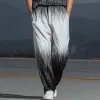 Men's Spring And Summer Fashion Casual Black And White Gradient Printed Satin Short Sleeve Shirt Pants Set MTA1077G0K sold by Manly