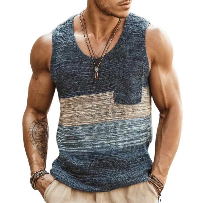 Men's Summer Fashion Colorblock Knitted Tank Top MTA0954G4U sold by Manly
