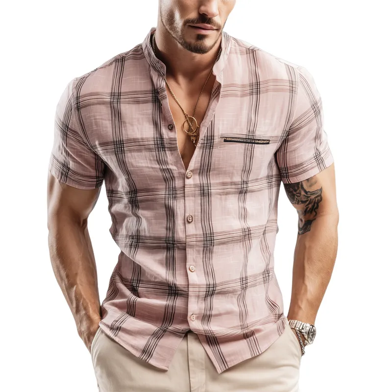 Men's Classic Casual Striped Print Short Sleeve Shirt MTA1034G9U sold by Manly