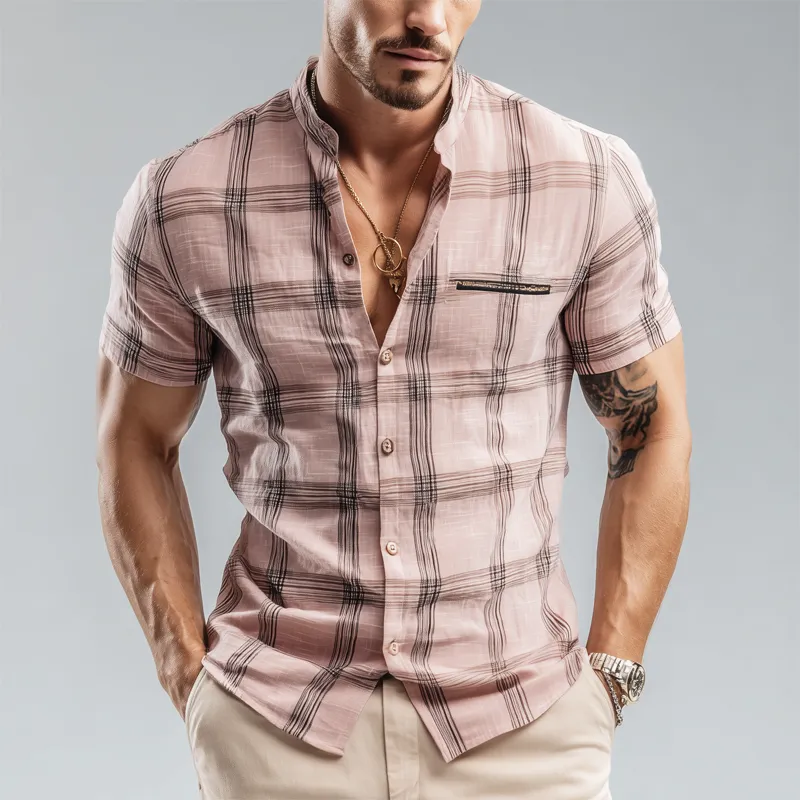 Men's Classic Casual Striped Print Short Sleeve Shirt MTA1034G9U sold by Manly product image thumbnail 2