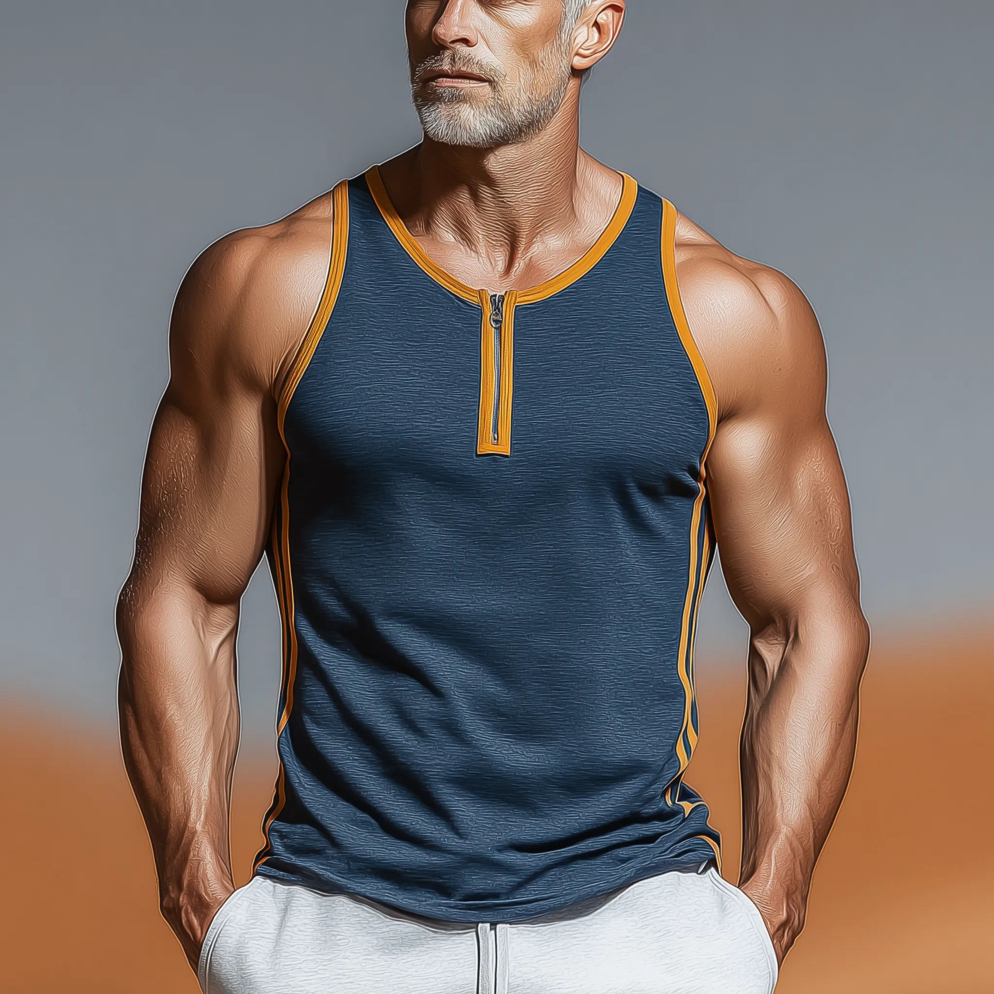 Men's Summer Fashion Contrast Color Decorated Sleeveless Tank Top MTA1077G9P sold by Manly product image thumbnail 2