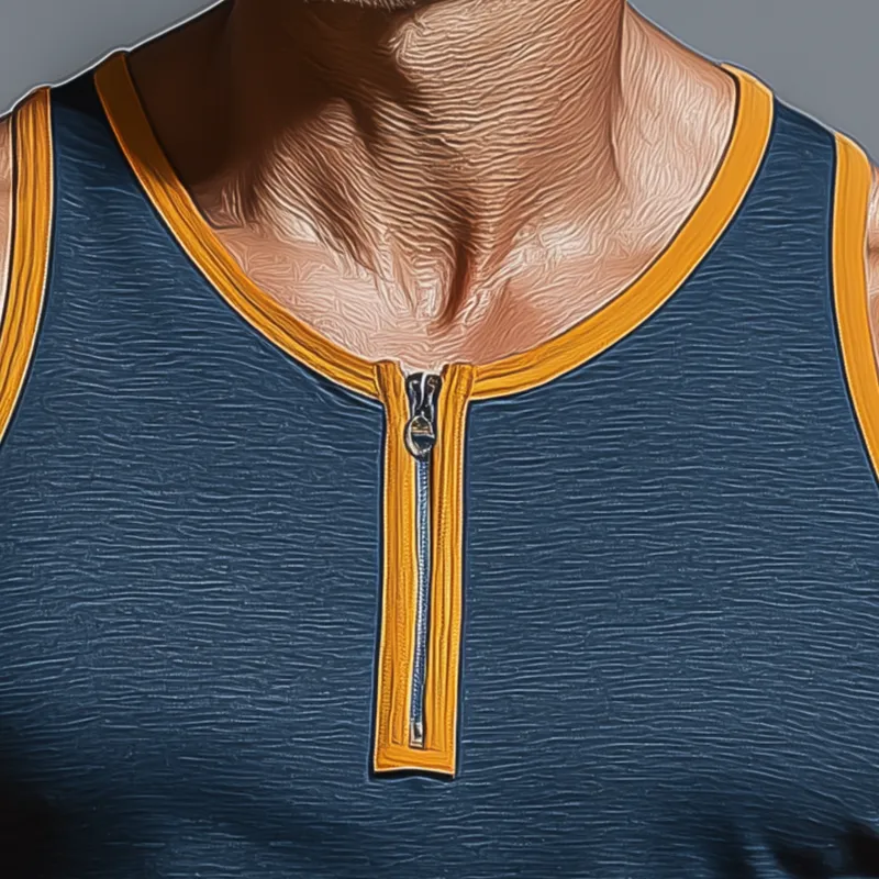 Men's Summer Fashion Contrast Color Decorated Sleeveless Tank Top MTA1077G9P sold by Manly product image thumbnail 3