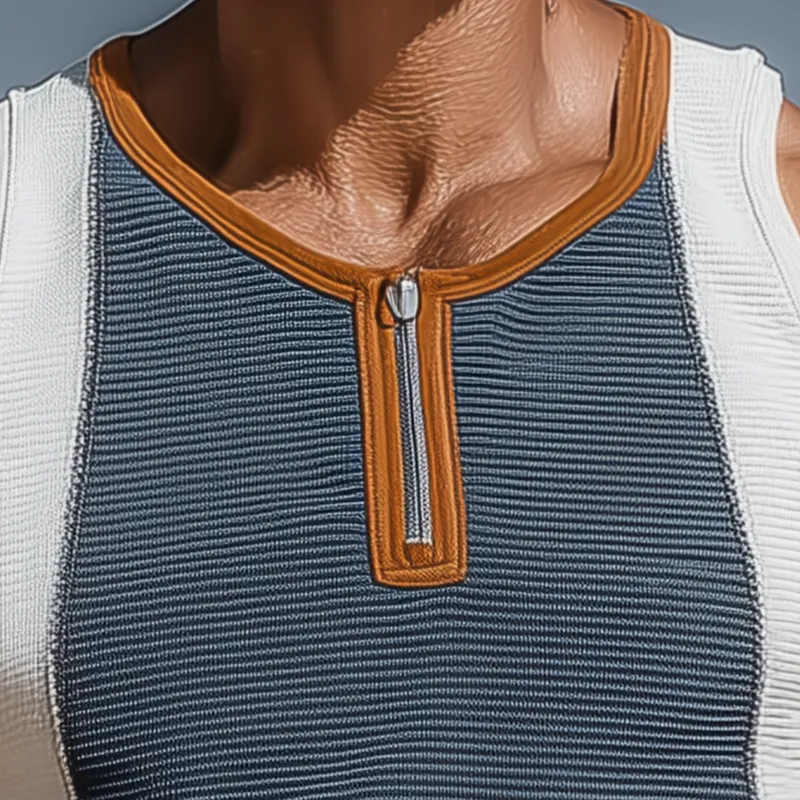 Men's Summer Fashion Contrast Color Stitching Sleeveless Tank Top MTA1042G2P sold by Manly product image thumbnail 3