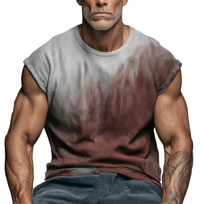 Men's Summer Fashion Striped Gradient Printed Cotton Blended Tank Top MTA1053G9P sold by Manly