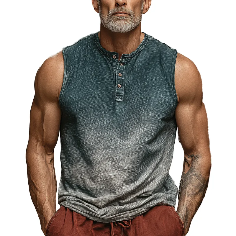Men's Summer Retro Gradient Print Cotton Blend Tank Top MTA1026G1P sold by Manly