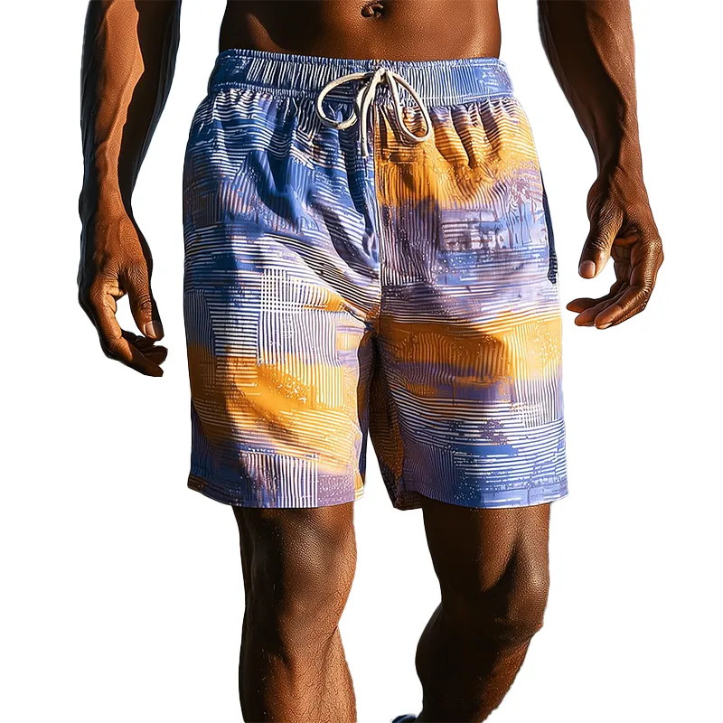 Men's Summer Fashion Gradient Printed Cotton Blended Casual Shorts MTA1046G5P sold by Manly