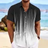 Men's Casual Colorblock Ray Lapel Short-sleeved Shirt 07714440TO sold by Manly