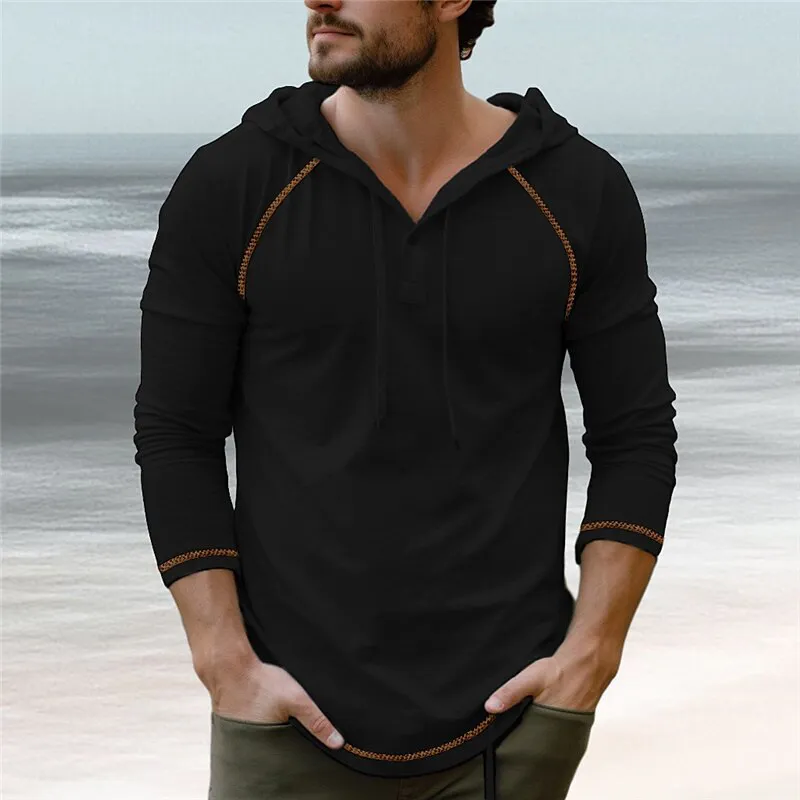 Men's Vintage Casual Cotton Hooded Pocket Long Sleeve T-Shirt MTA1423G0TO sold by Manly product image thumbnail 2