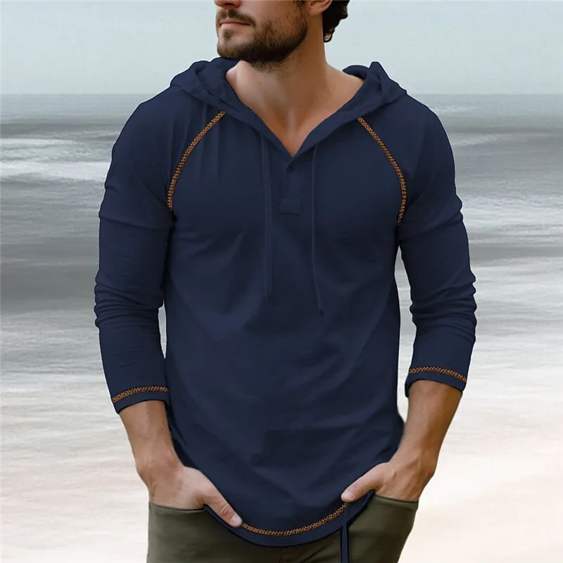 Men's Vintage Casual Cotton Hooded Pocket Long Sleeve T-Shirt MTA1423G0TO sold by Manly product image thumbnail 5