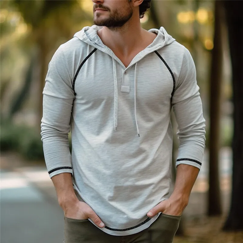 Men's Vintage Casual Cotton Hooded Pocket Long Sleeve T-Shirt MTA1423G0TO sold by Manly product image thumbnail 4