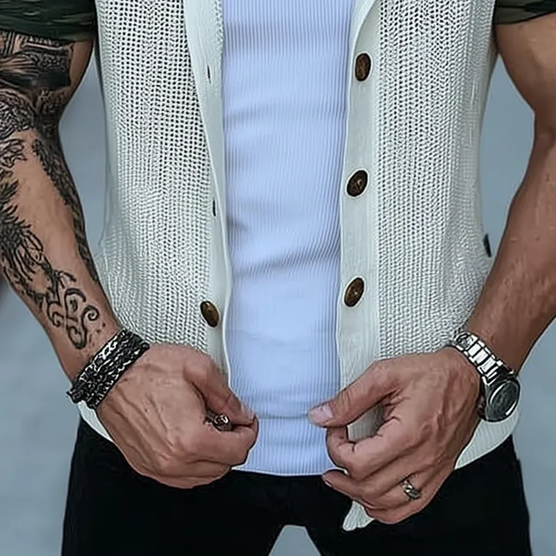 Men's Knitted Lapel Casual Vest MTA1437G6X sold by Manly product image thumbnail 4
