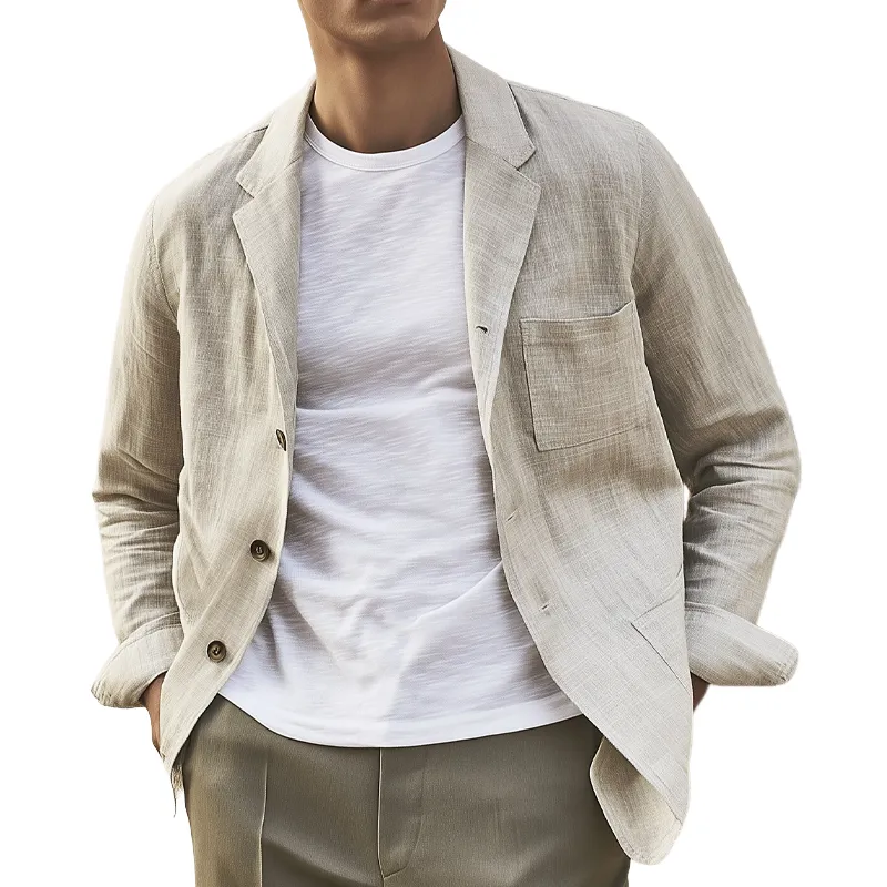 Men's Cotton And Linen Multi-pocket Casual Blazer MTA1150G8X sold by Manly