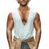 Men's Solid V-Neck Cotton Tank Top MTA1125G5X sold by Manly
