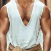 Men's Solid V-Neck Cotton Tank Top MTA1125G5X sold by Manly