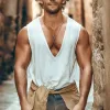 Men's Solid V-Neck Cotton Tank Top MTA1125G5X sold by Manly
