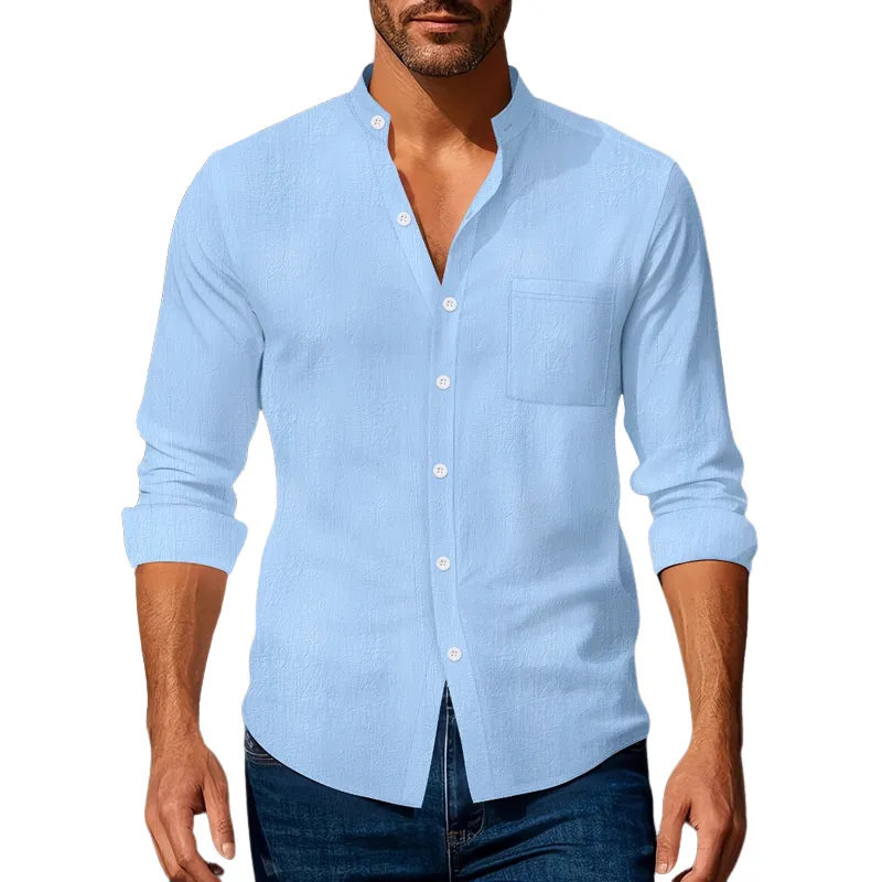 Men's Cotton Casual Solid Color Long Sleeve Shirt MTA1400G9X sold by Manly