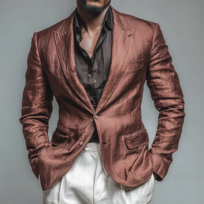 Men's Casual Solid Color Tencel Blended Peak Lapel Single Breasted Slim Fit Blazer MTA1191G2M sold by Manly product image thumbnail 2