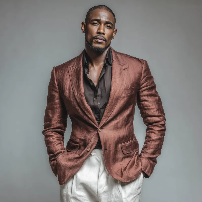 Men's Casual Solid Color Tencel Blended Peak Lapel Single Breasted Slim Fit Blazer MTA1191G2M sold by Manly product image thumbnail 3