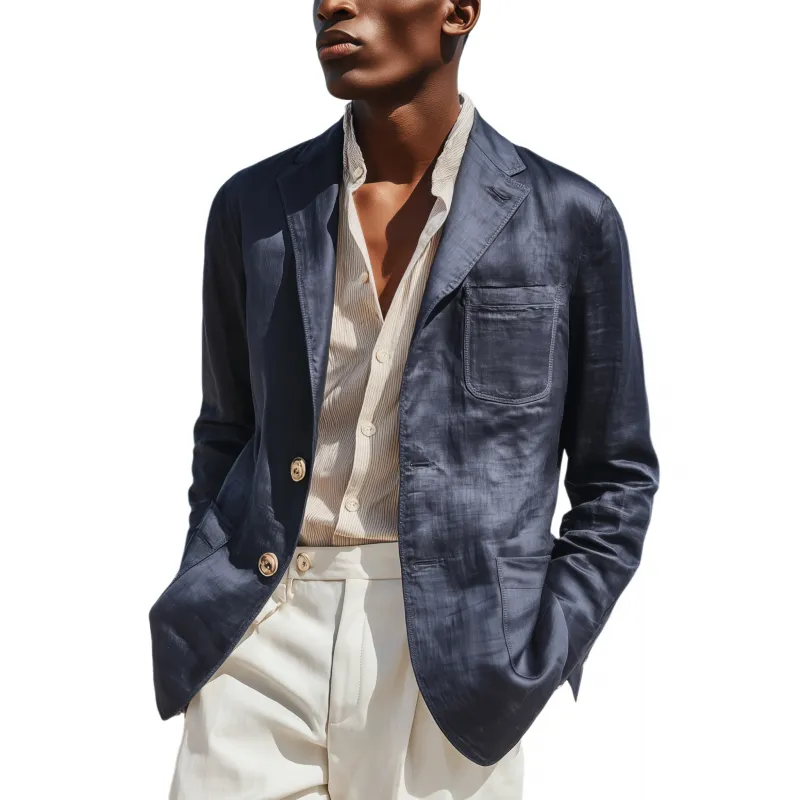 Men's Casual Solid Color Tencel Blended Notch Lapel Single-breasted Slim-fit Blazer MTA1196G5M sold by Manly