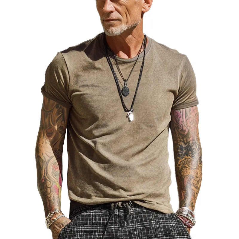 Men's Summer Thin Faux Suede Short Sleeve T-Shirt MTA1470G5P sold by Manly