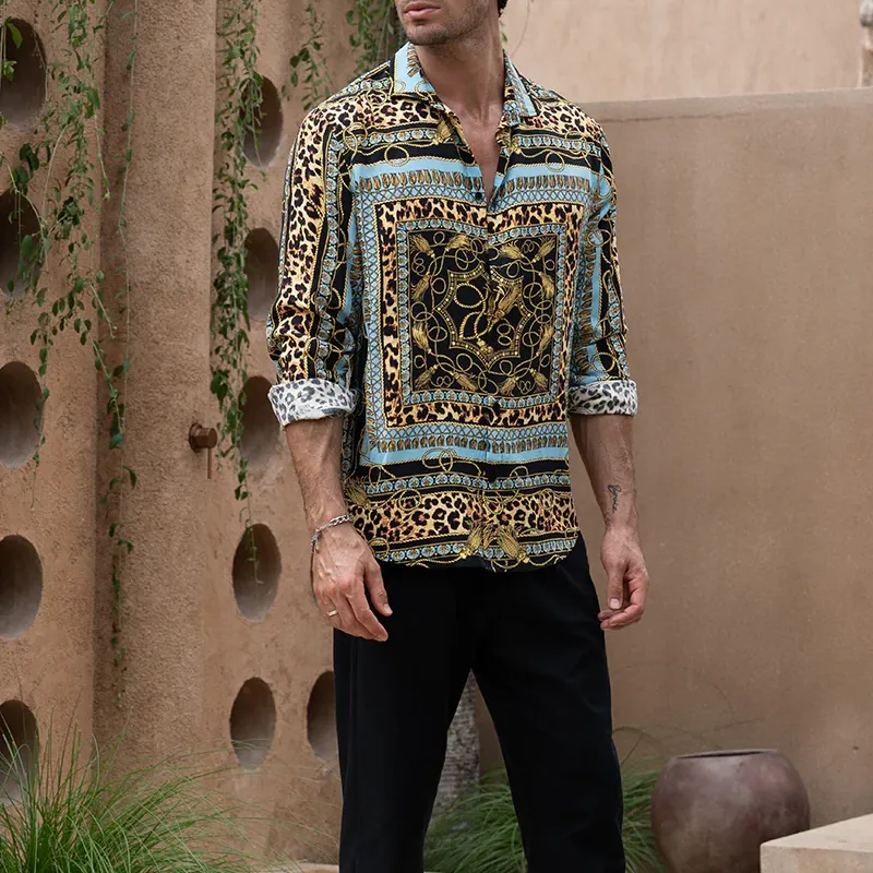 Men's Classic Vintage Cotton Blend Printed Long Sleeve Shirt MTA1454G8K sold by Manly product image thumbnail 3