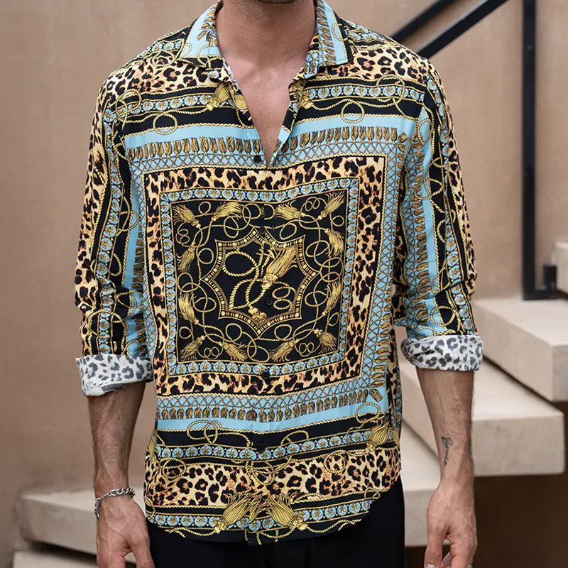 Men's Classic Vintage Cotton Blend Printed Long Sleeve Shirt MTA1454G8K sold by Manly product image thumbnail 4