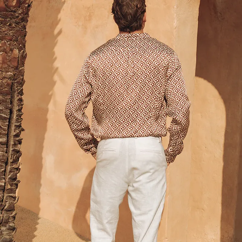 Men's Classic Retro Satin Geometric Print Long Sleeve Shirt MTA1410G9K sold by Manly product image thumbnail 4