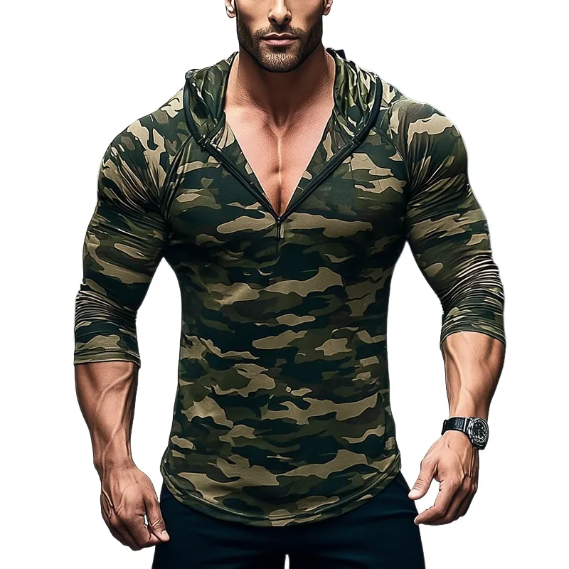Men's Camouflage Print Outdoor Long Sleeve Hoodie MTA1486G7X sold by Manly