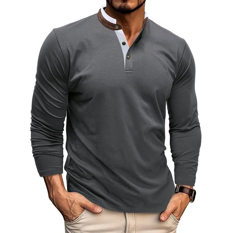 Men's Casual Stand Collar Long Sleeve Henley T-Shirt 76017849M sold by Manly product image thumbnail 5