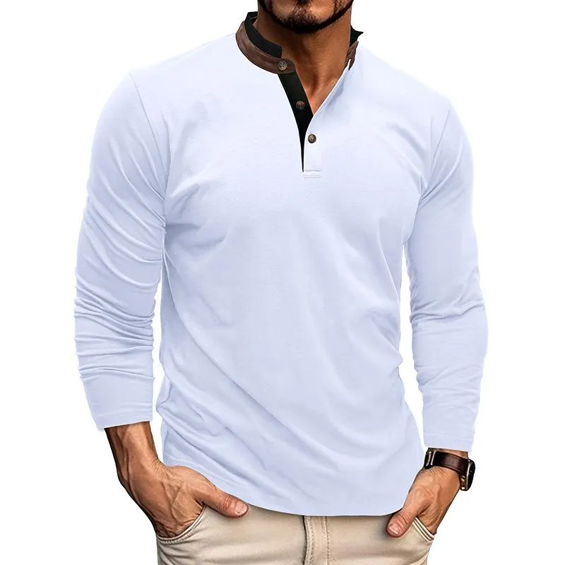 Men's Casual Stand Collar Long Sleeve Henley T-Shirt 76017849M sold by Manly product image thumbnail 4