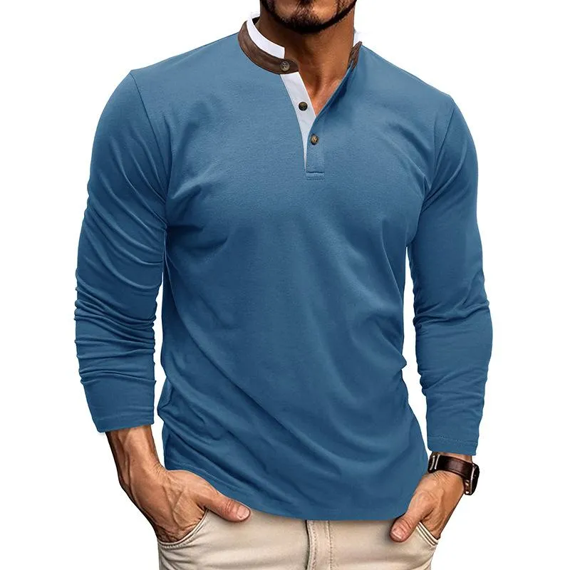 Men's Casual Stand Collar Long Sleeve Henley T-Shirt 76017849M sold by Manly product image thumbnail 2